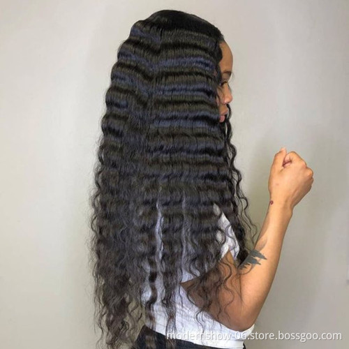 HD Lace Full Virgin Brazilian Human Hair Wigs Deep Wave Curly Transparent Lace Front Human Hair Wigs for Black Women